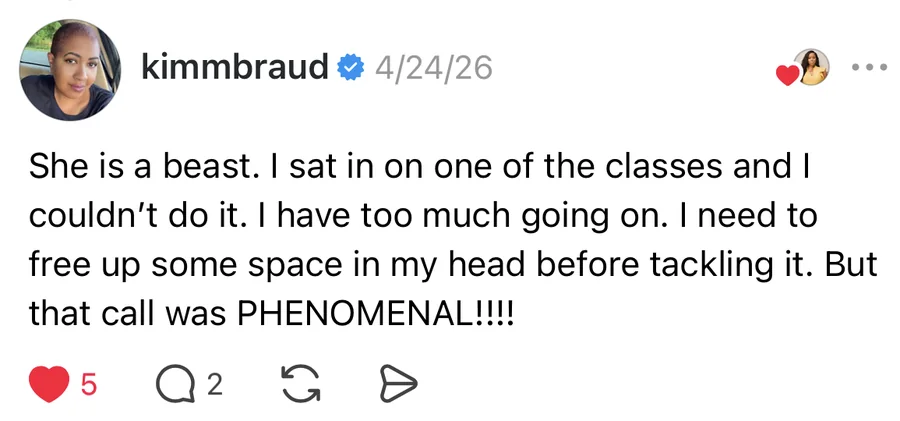 Threads post from kimmbraud: She is a beast. That call was PHENOMENAL