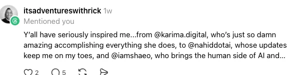 Threads post from itsadventureswithrick: Y'all have seriously inspired me, from karima.digital who's just so damn amazing accomplishing everything she does